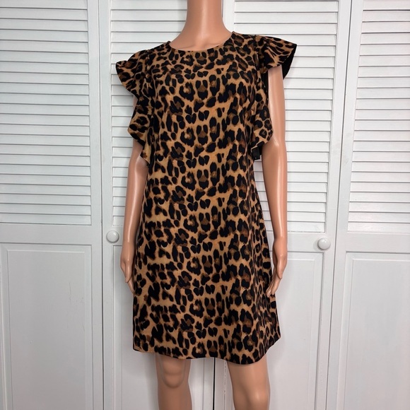 2/$50 LAUNDRY by Shelli Segal Leopard Print Flutter Sleeve Dress Size 6 - Picture 2 of 8